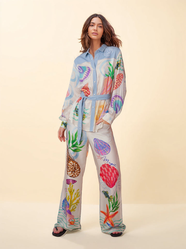 Print Ocean Theme Pants