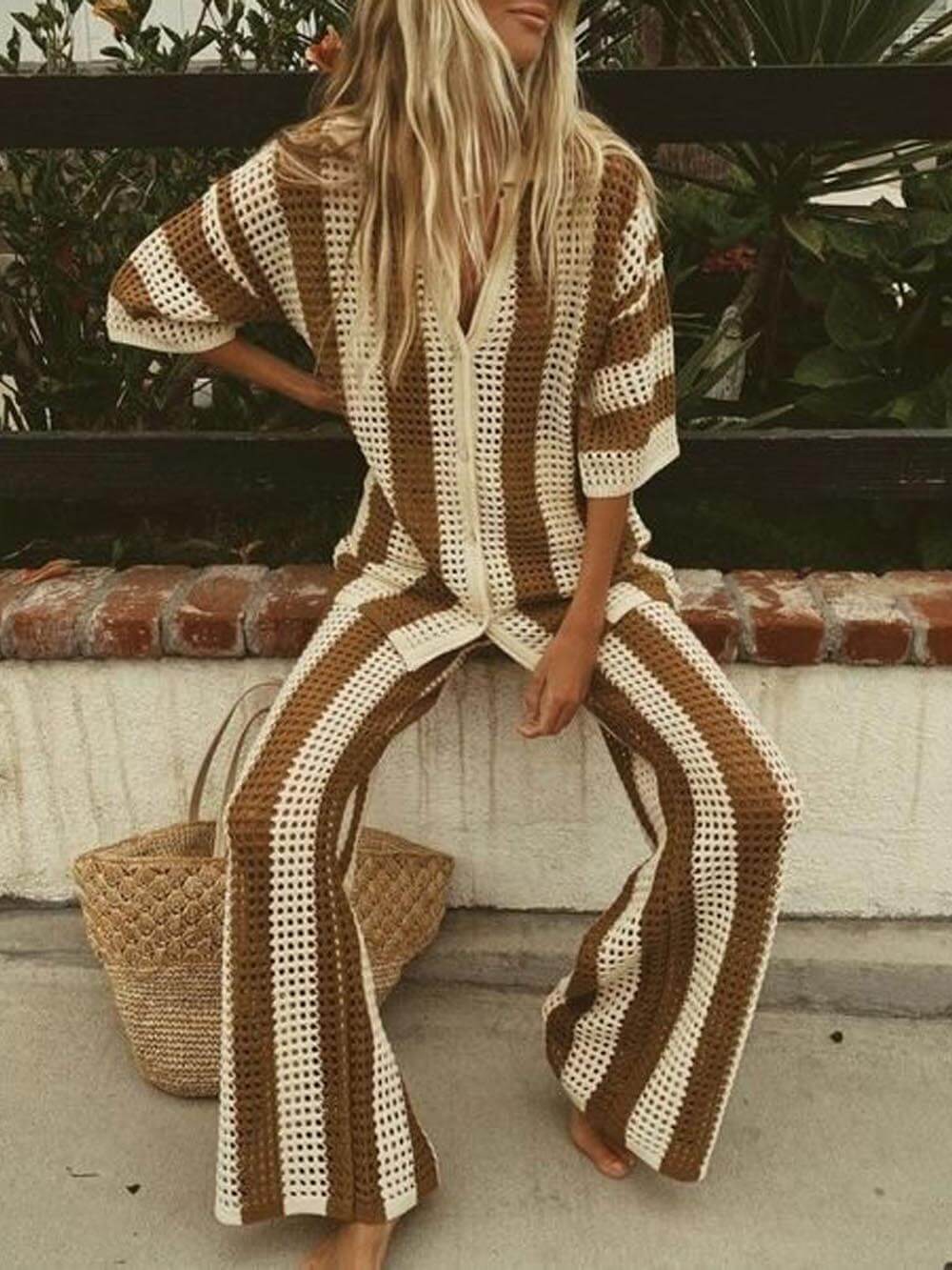 Fashion Loose V-Neck Set