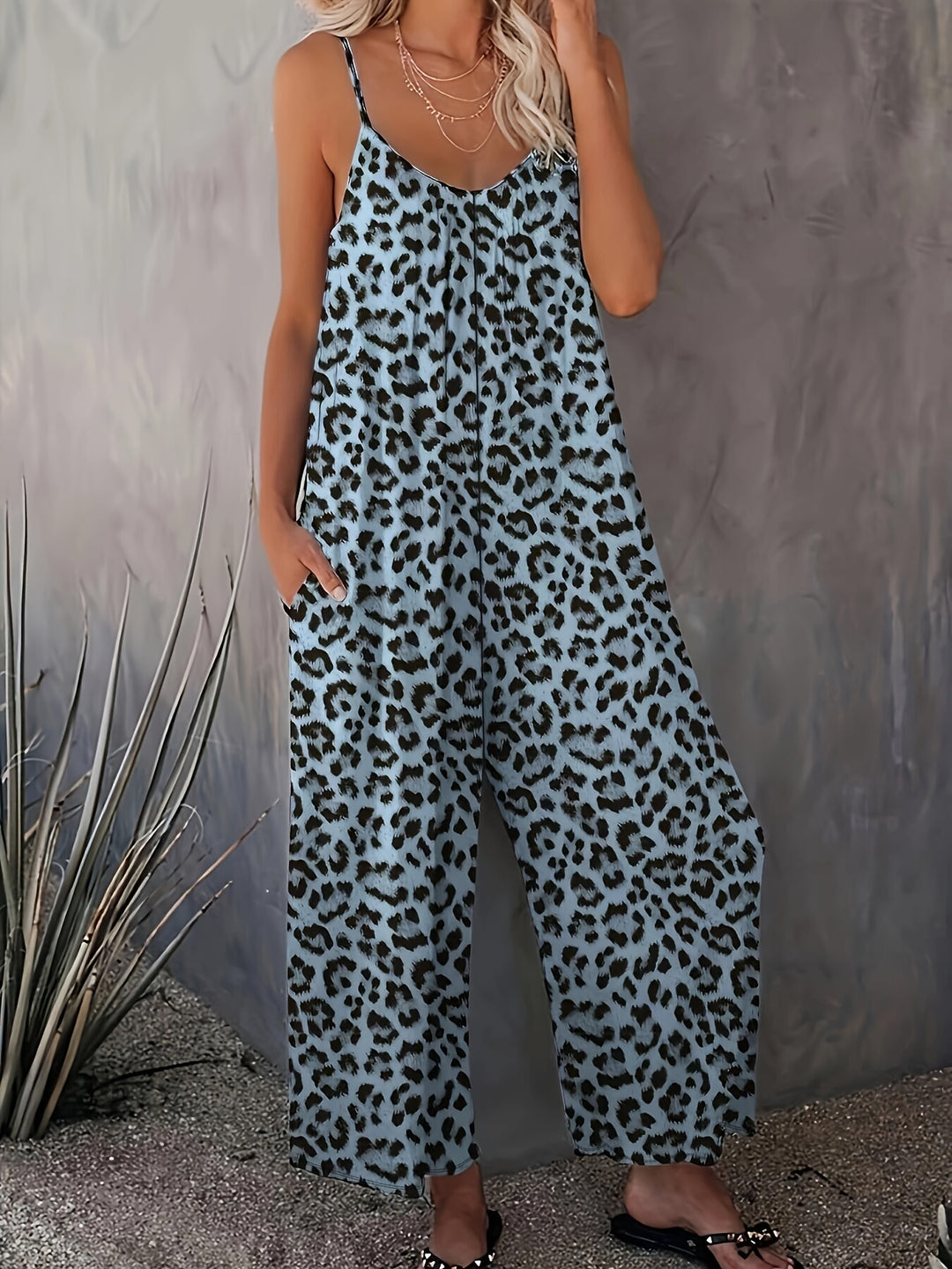 Leopard Print Cami Jumpsuit