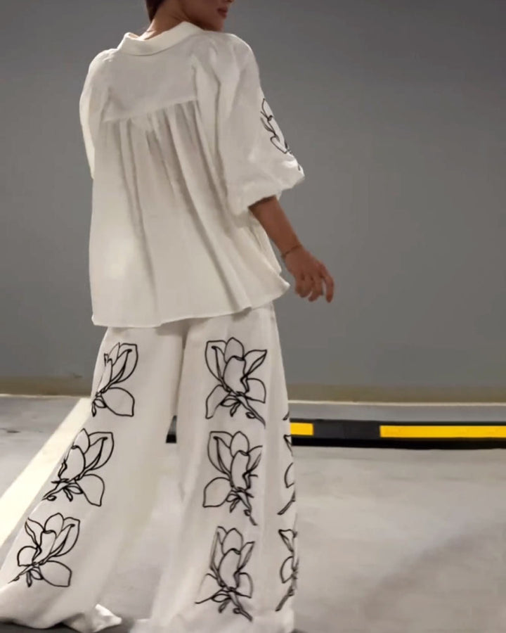 Wide Leg Pants Two-Piece Set