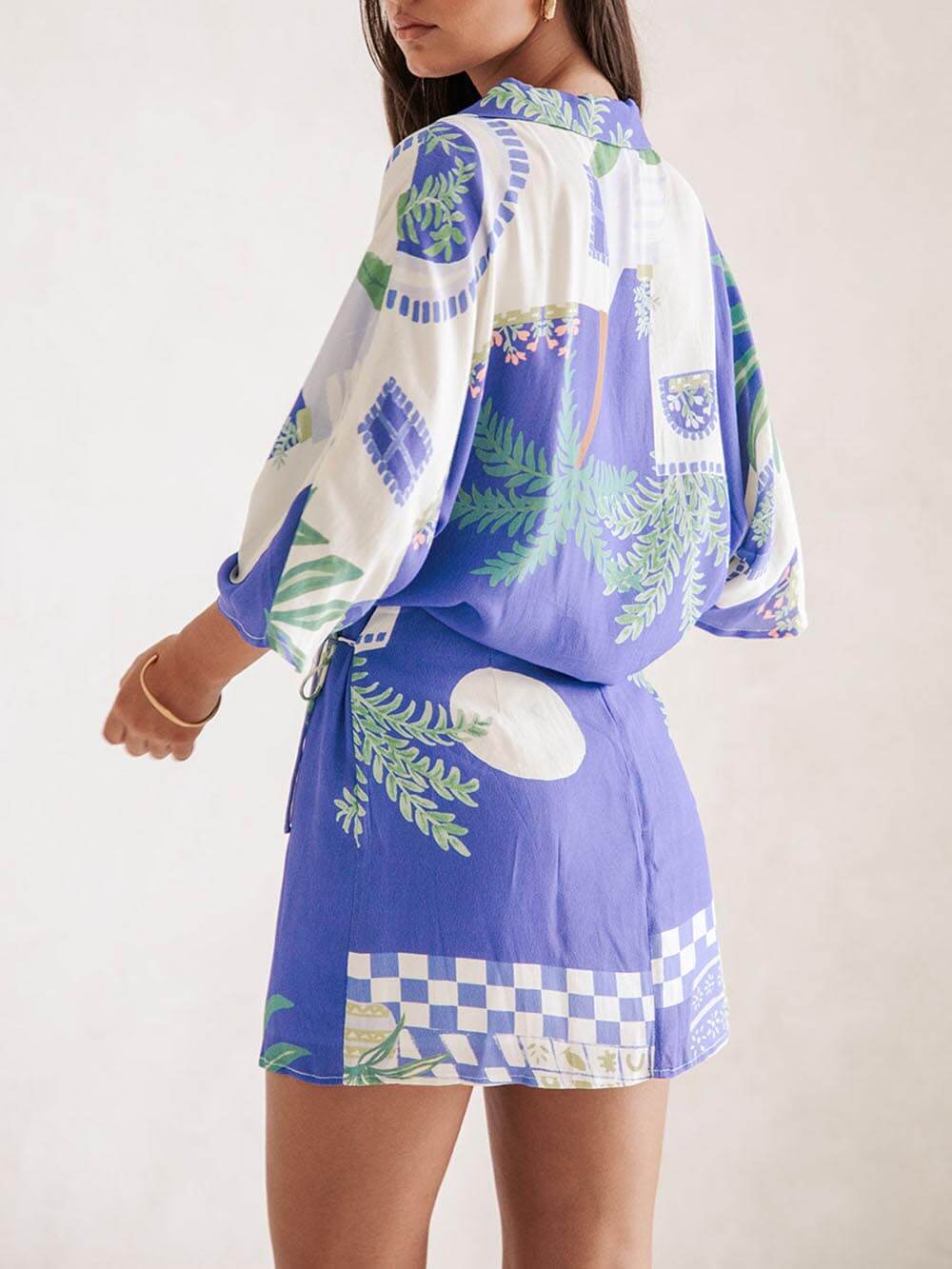 Loose Shirt And Elastic Waist Wrap Lace-Up Skirt Set