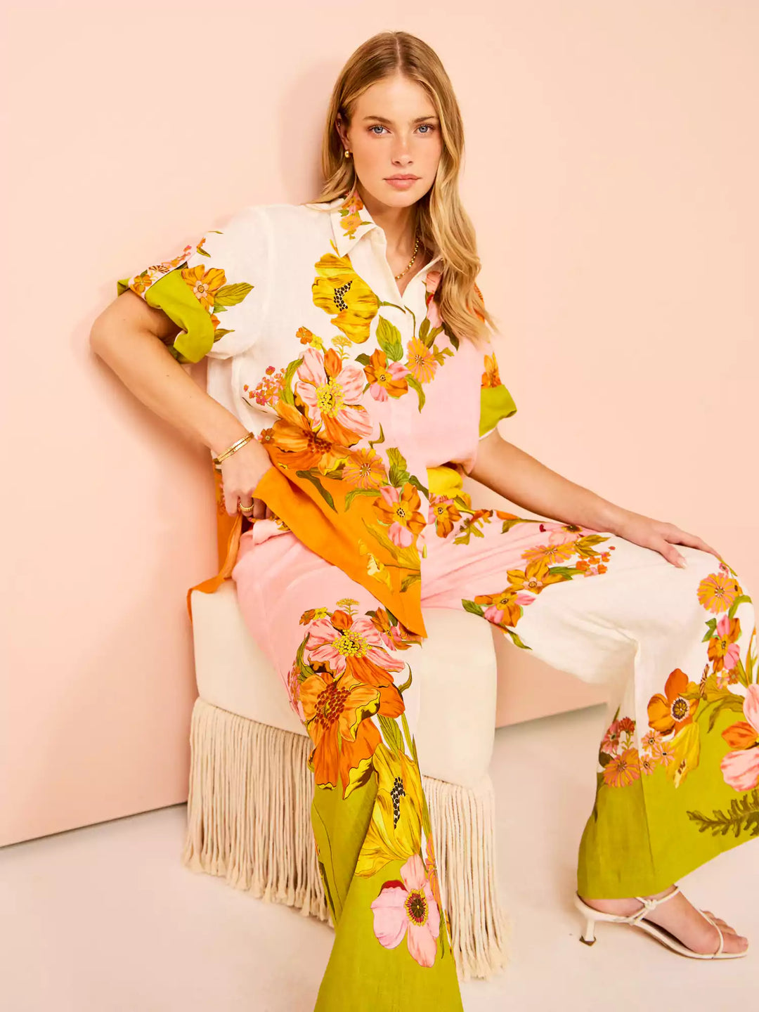 Unique Print Wide Leg Pants Set