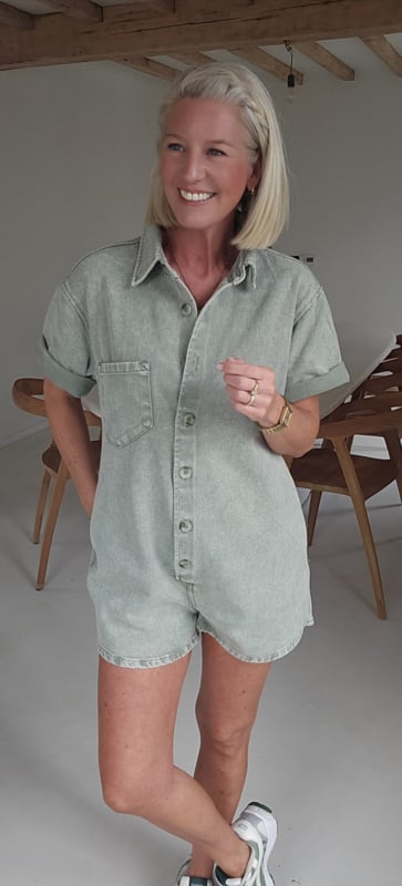 Mini Dreamer Denim Cuffed Romper
