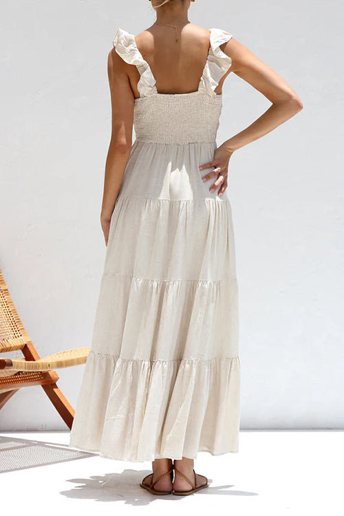 Lumina V Neck Linen Maxi Dress