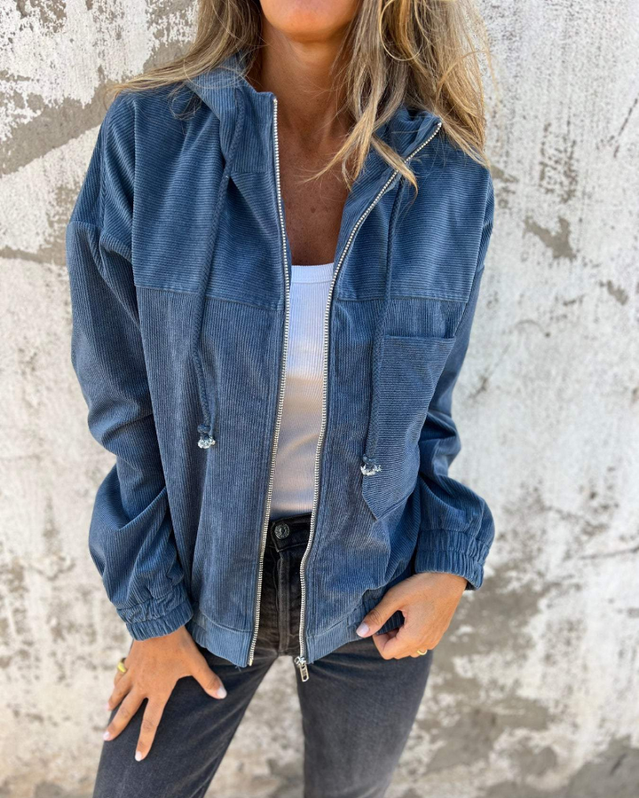 Ella™ | Corduroy Hooded Jacket with Zip