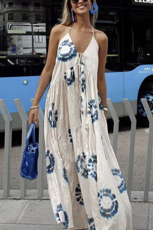 Lumina Halter V Neck Vacation Dress
