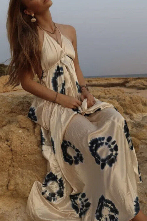 Lumina Halter V Neck Vacation Dress