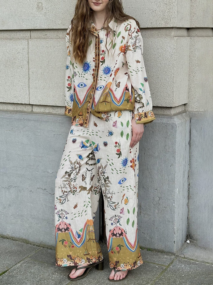 Featured Ethnic Print Loose Oversized Shirt