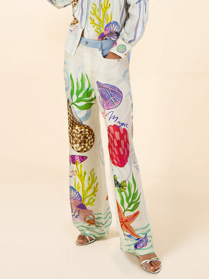 Print Ocean Theme Pants
