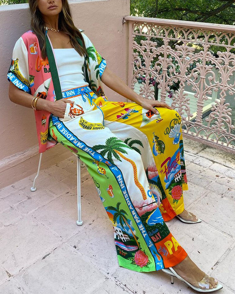 Contrast holiday style two piece set