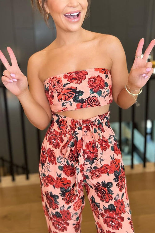 Floral Print Strapless Set