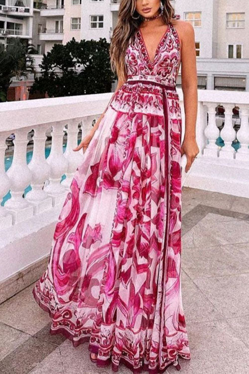 Lumina Halter V Neck Swing Dress