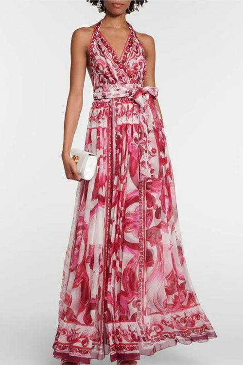 Lumina Halter V Neck Swing Dress