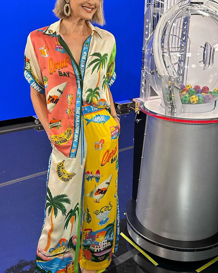 Contrast holiday style two piece set