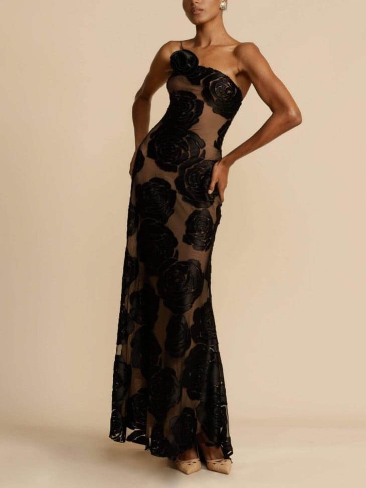 Rose Flower Maxi Dress