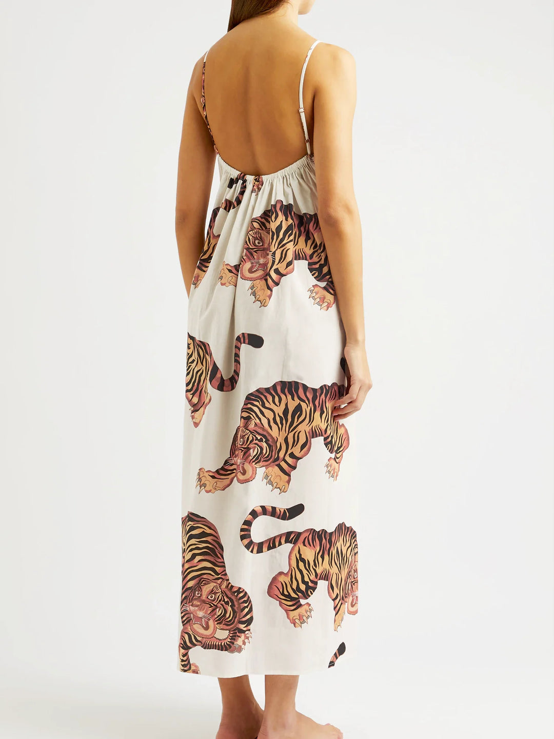 Shoulder Strap Square Neck Dress - Tiger
