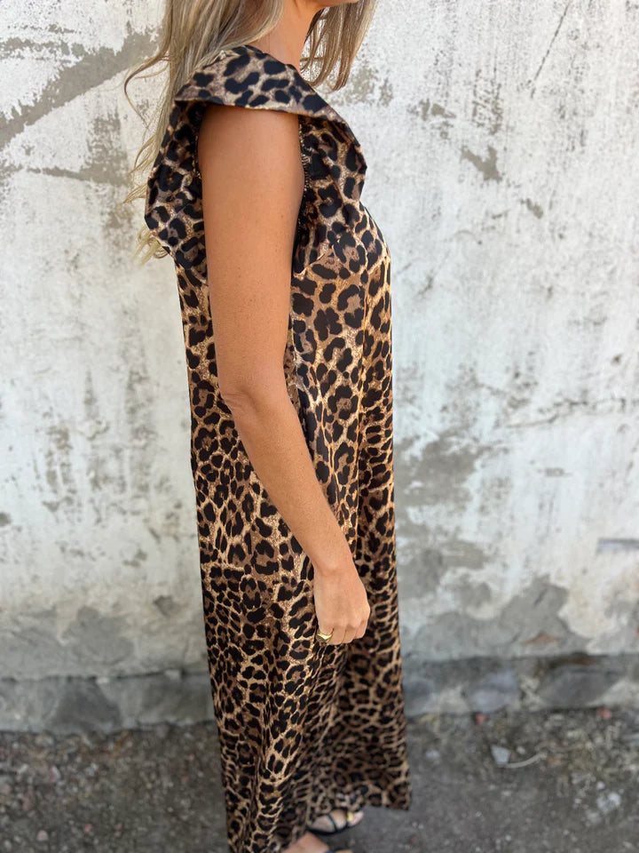 Leopard Print V-Neck Dress