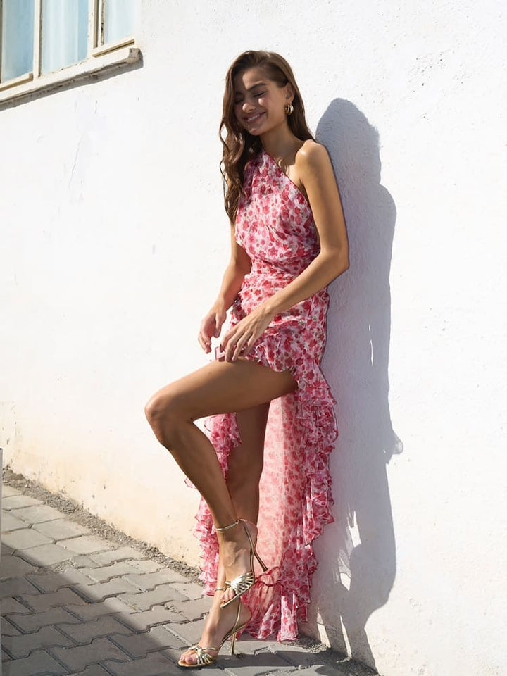 Lumina Ruffle Floral Print Dress
