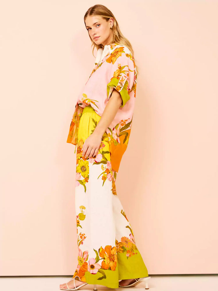 Unique Print Wide Leg Pants Set