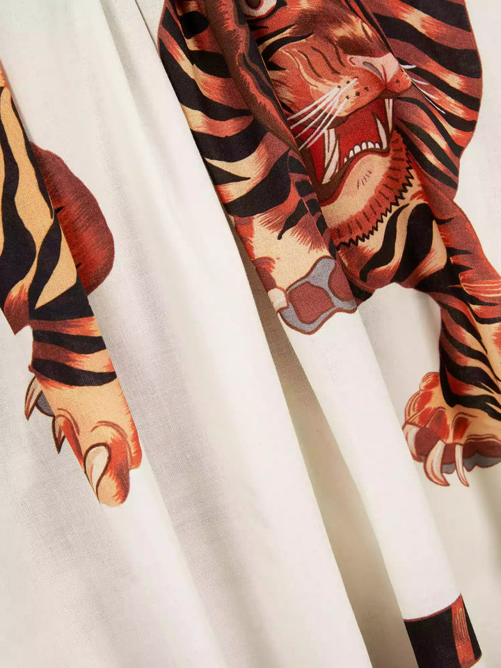 Shoulder Strap Square Neck Dress - Tiger