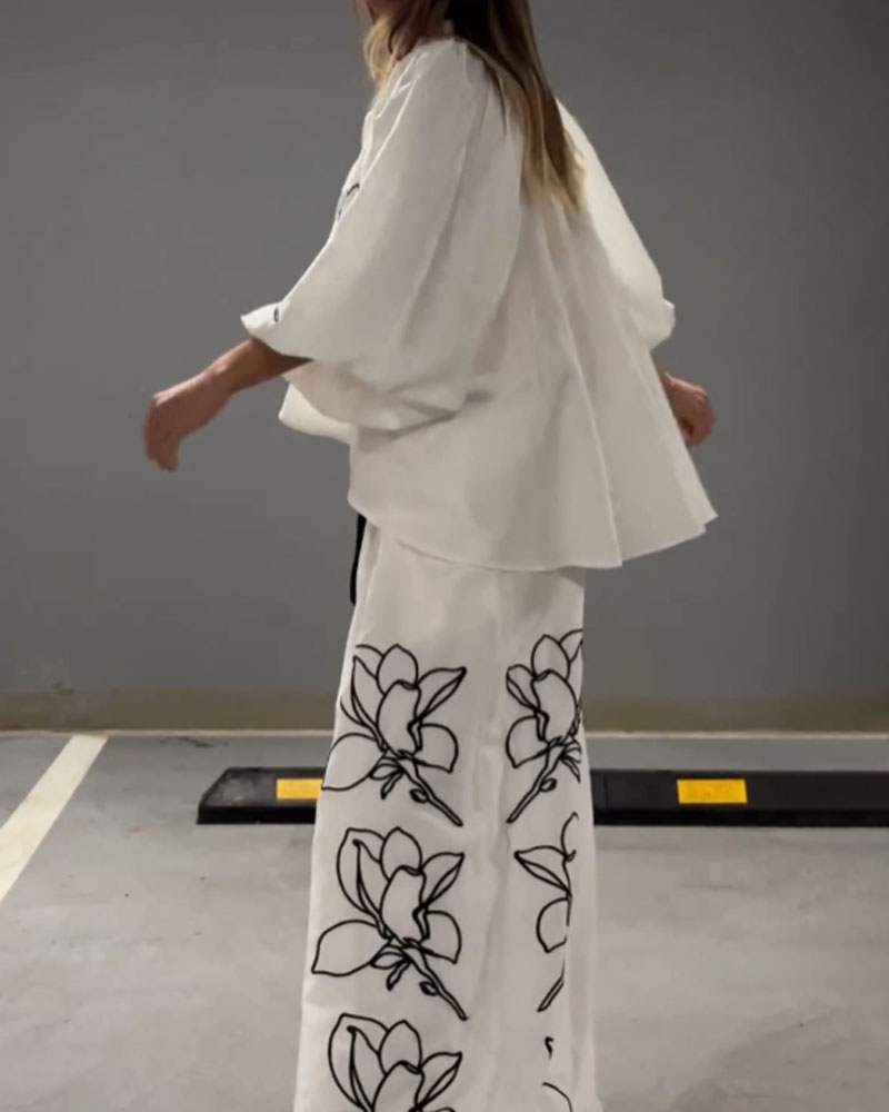 Wide Leg Pants Two-Piece Set