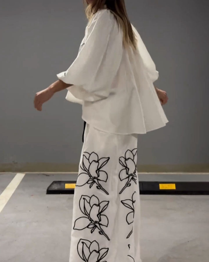 Wide Leg Pants Two-Piece Set