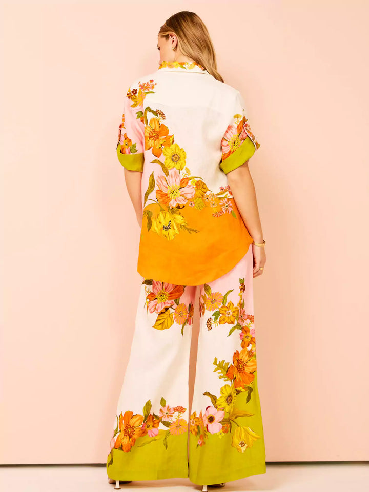 Unique Print Wide Leg Pants Set