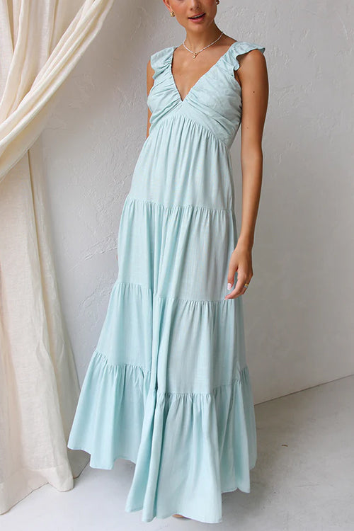 Lumina V Neck Linen Maxi Dress