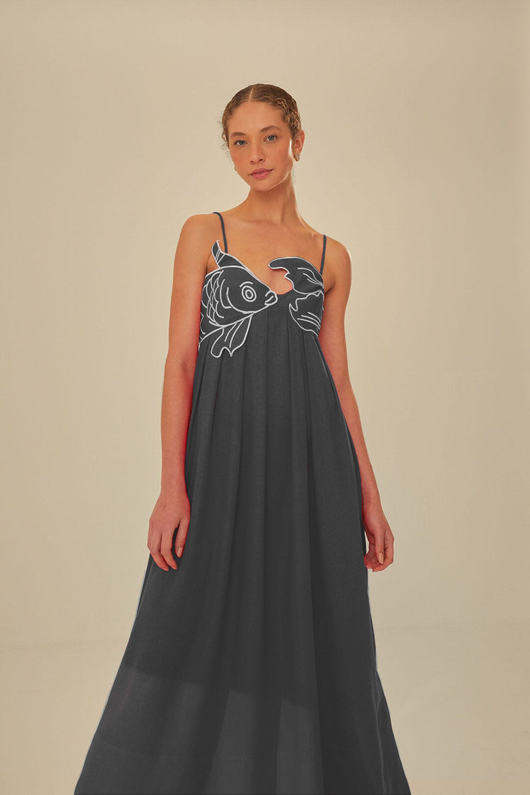 Fish Top Linen Blend Maxi Dress