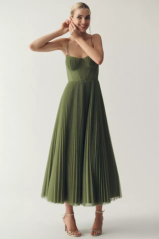Olivia™ - Pleated Tulle Dress with Asymmetric Draping