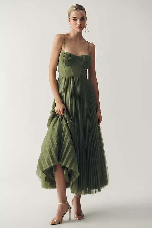 Olivia™ - Pleated Tulle Dress with Asymmetric Draping