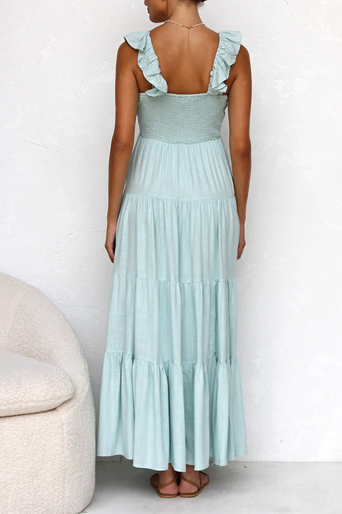 Lumina V Neck Linen Maxi Dress