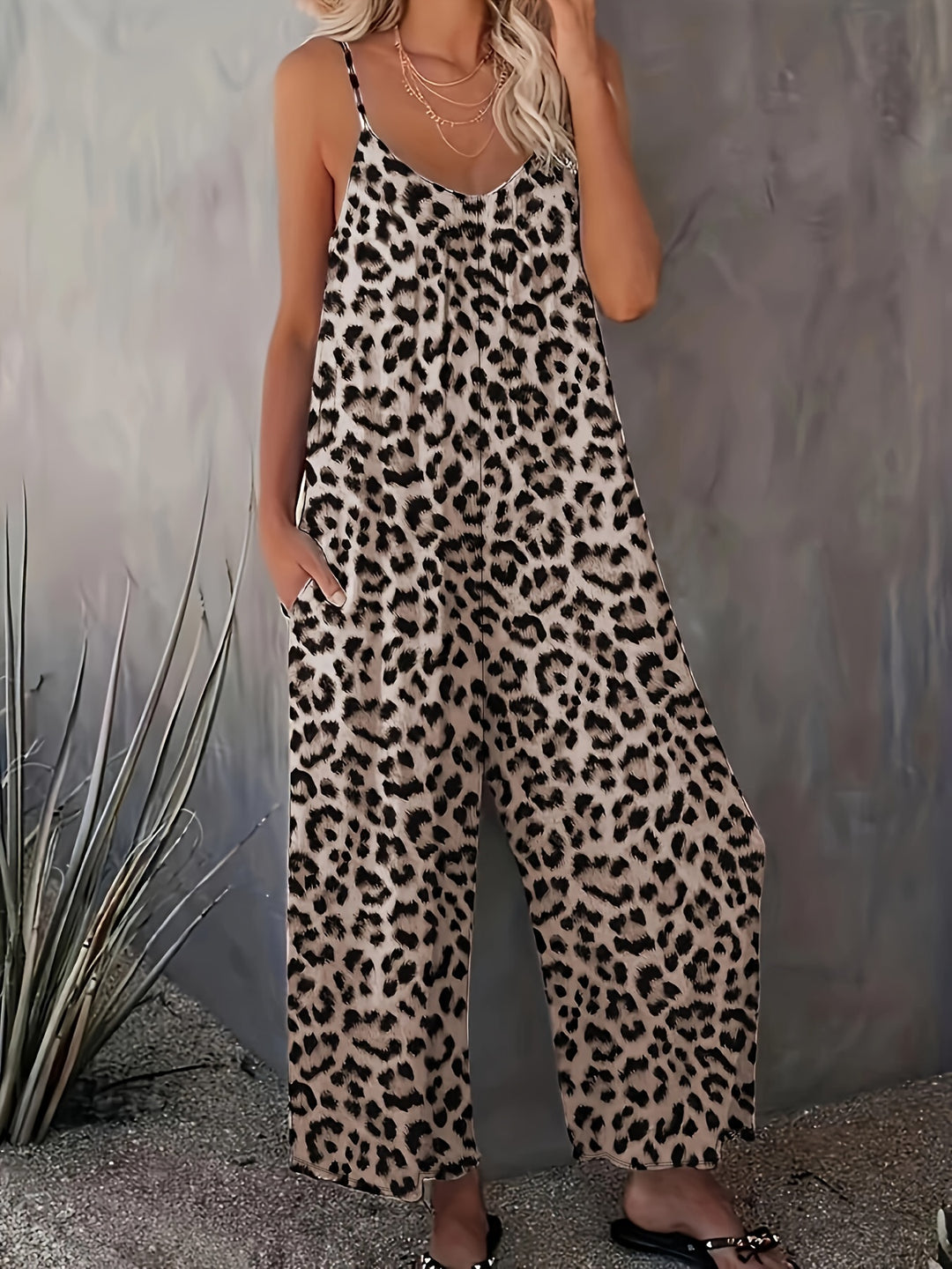 Leopard Print Cami Jumpsuit