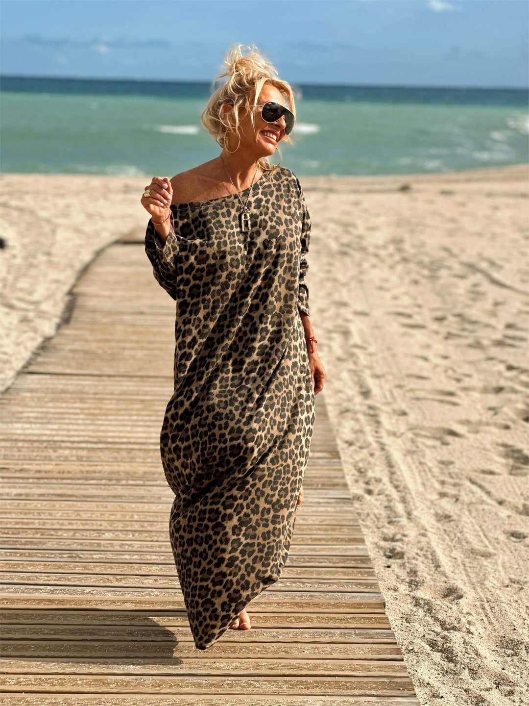 Camel Leopard Oversized Dress