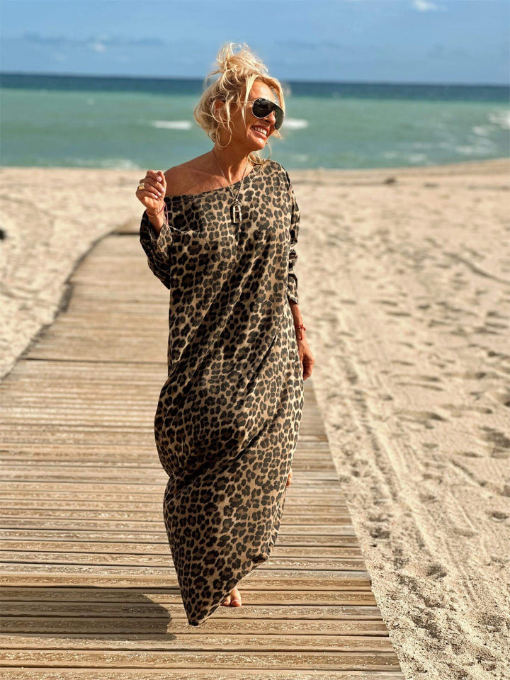 Camel Leopard Oversized Dress