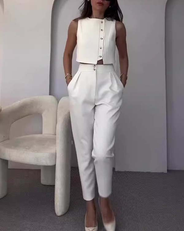 Lumina Buttons Up Top & Pants Set