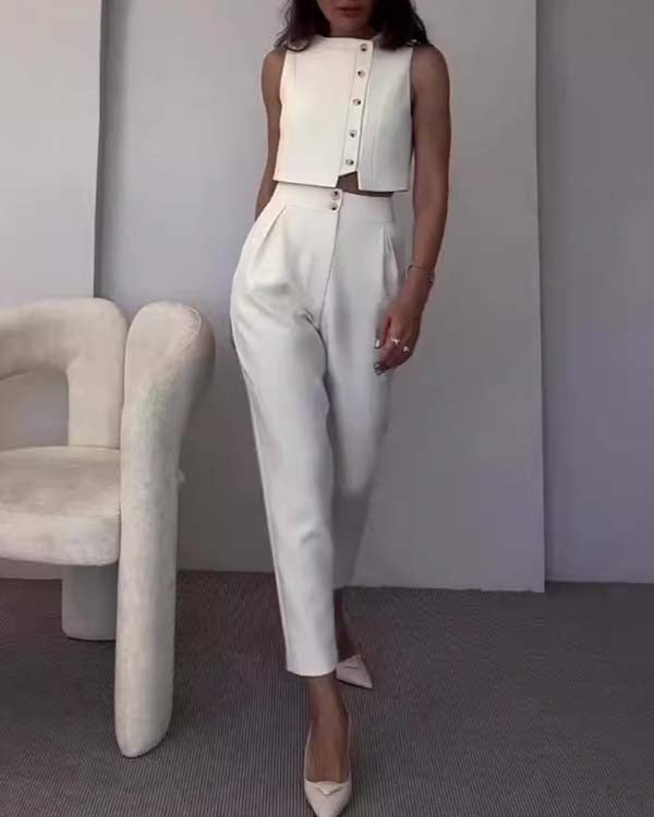 Lumina Buttons Up Top & Pants Set