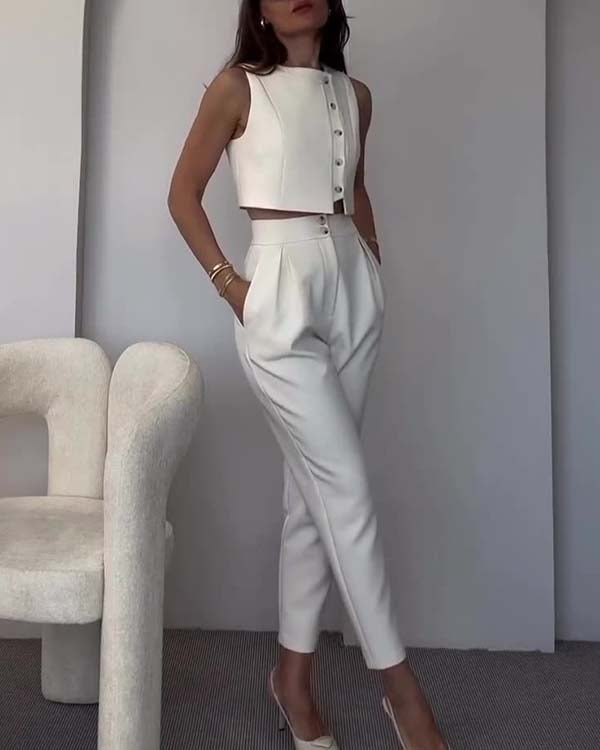 Lumina Buttons Up Top & Pants Set