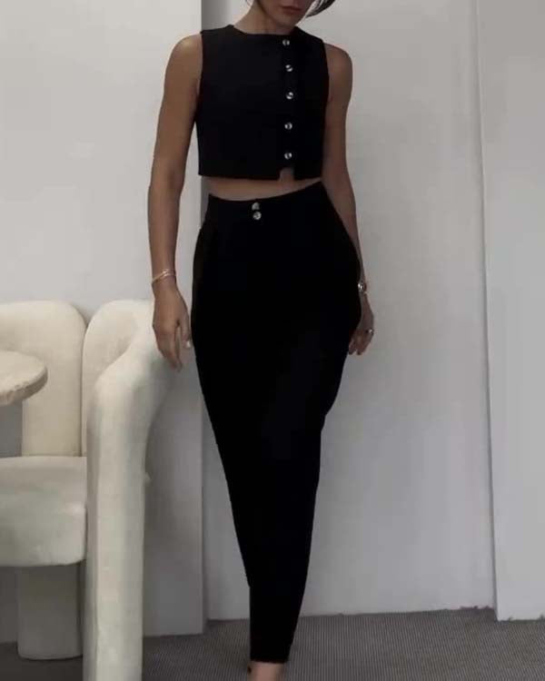 Lumina Buttons Up Top & Pants Set