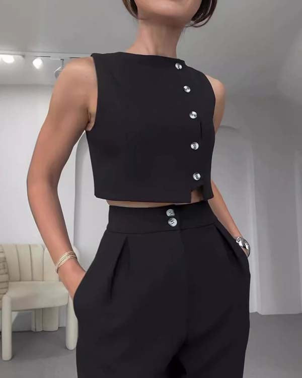Lumina Buttons Up Top & Pants Set