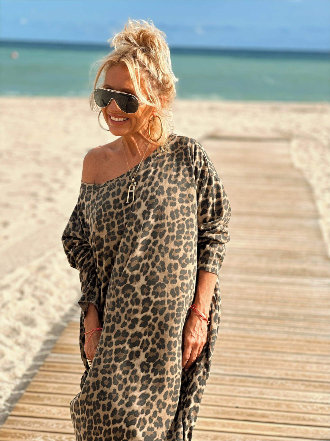 Camel Leopard Oversized Dress