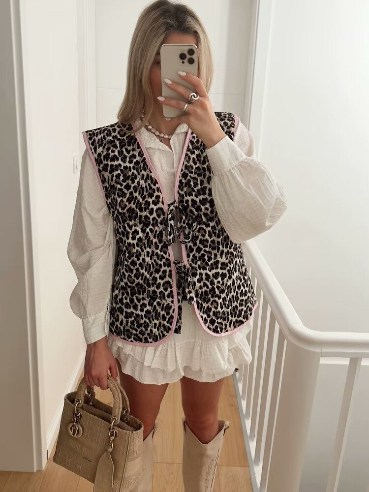 Leopard Print and Bow Gilet
