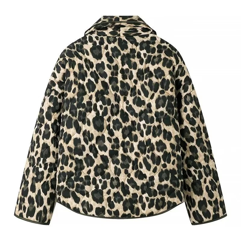 Padded Jacket with Leopard Print
