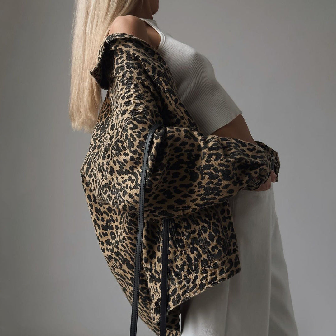 Leopard Print Denim Jacket