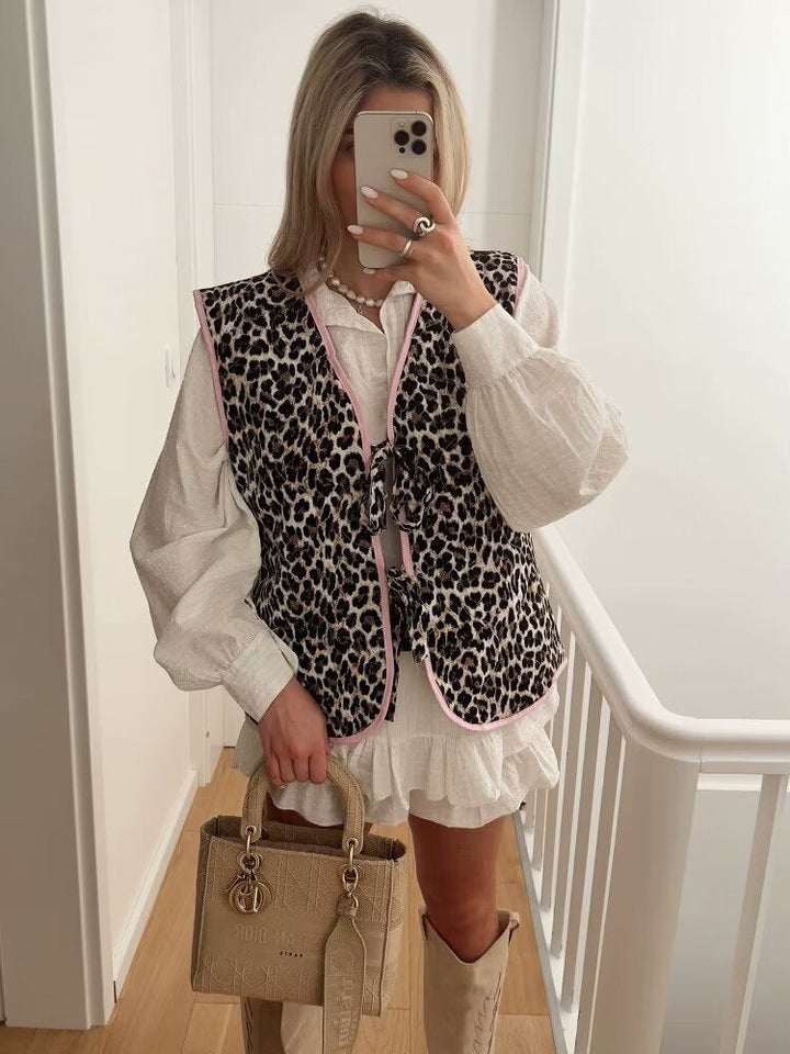 Leopard Print and Bow Gilet