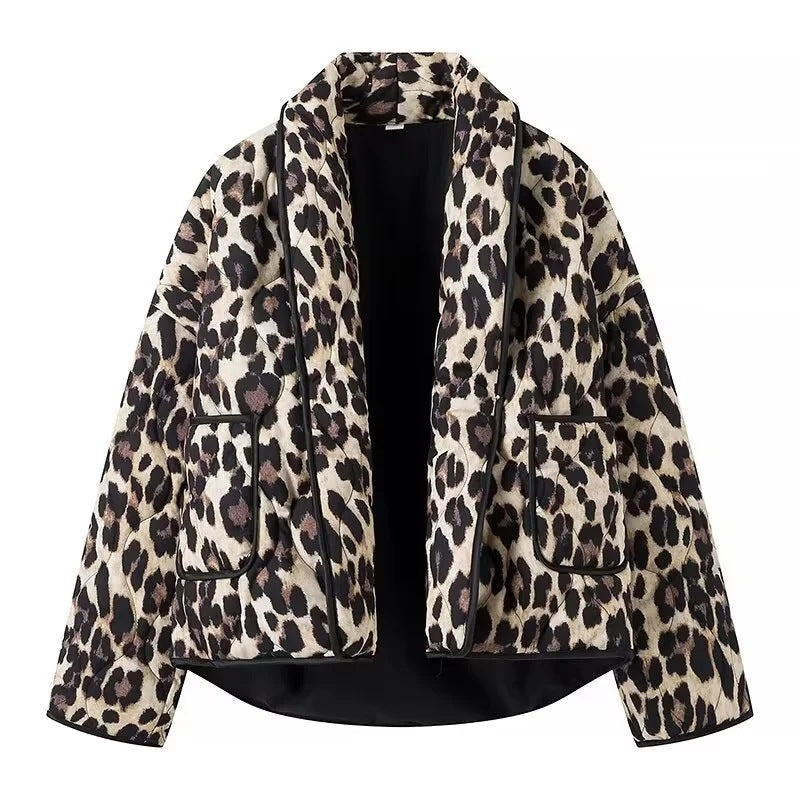 Padded Jacket with Leopard Print