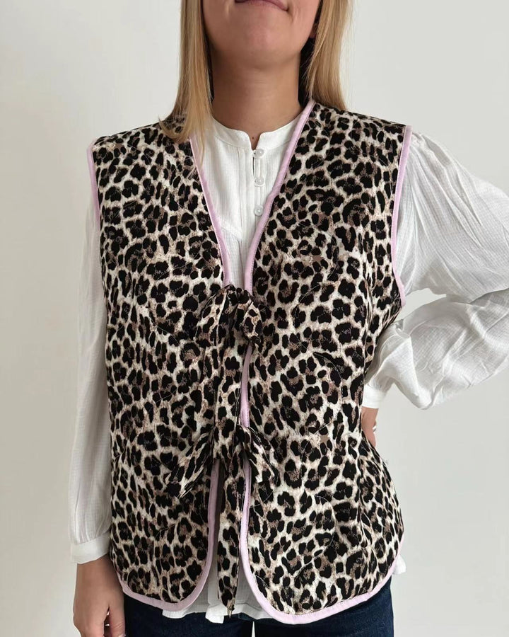 Leopard Print and Bow Gilet