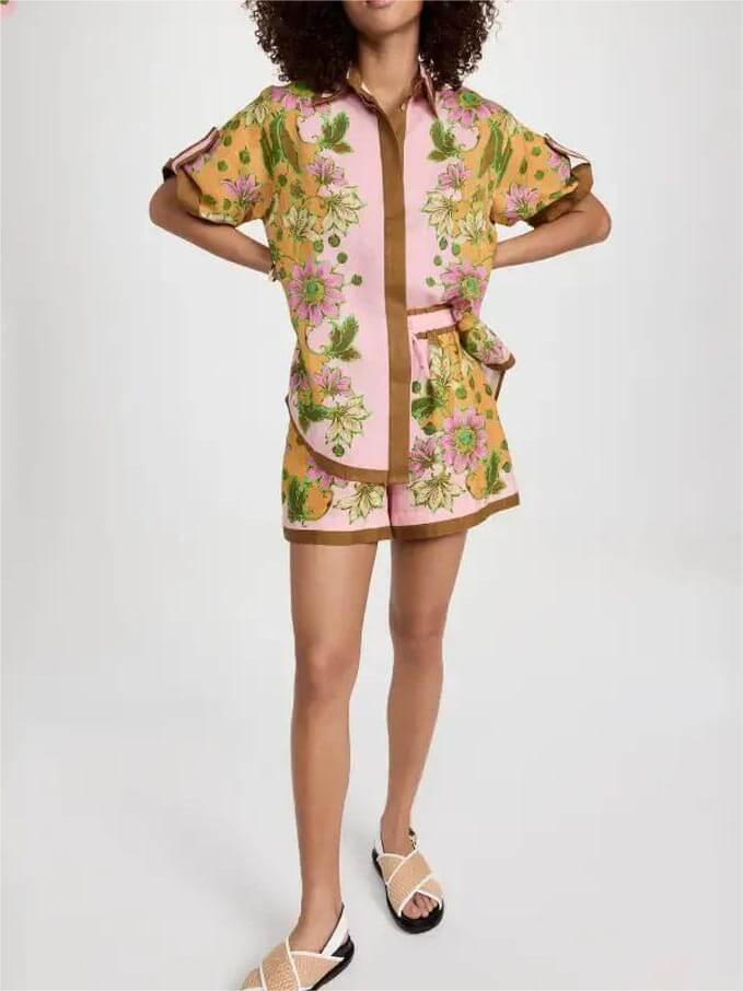 Retro Floral Loose Short Set