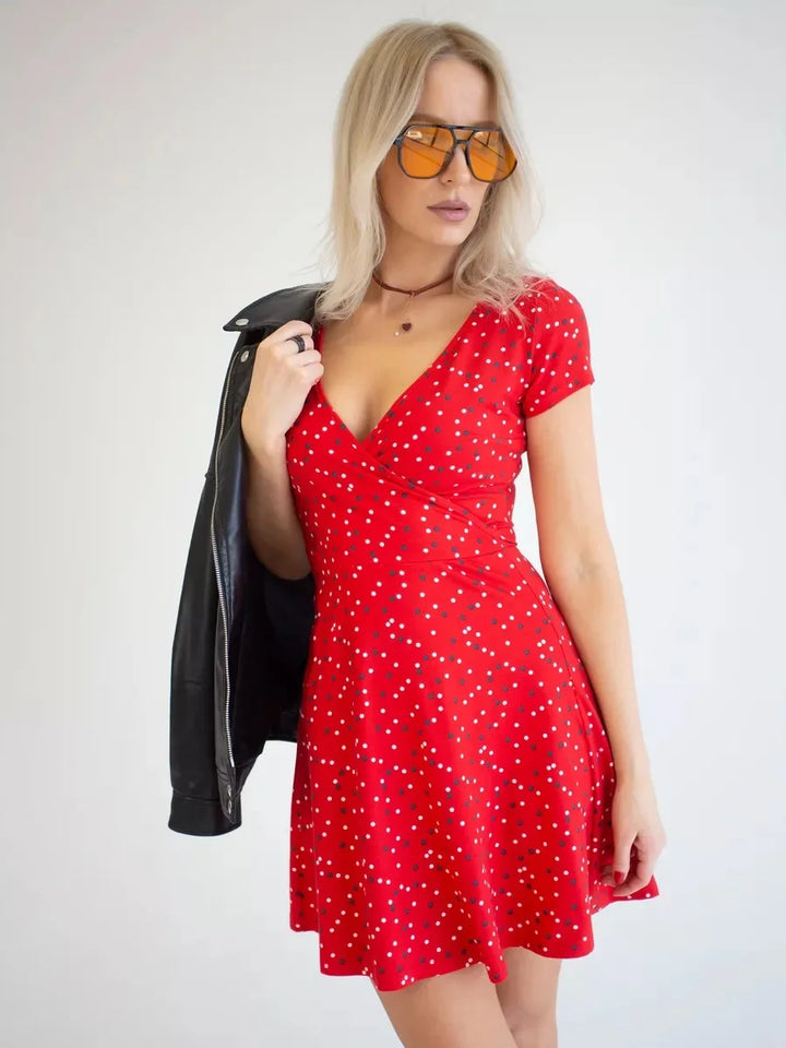 Boho Floral Print Dress Leopard Dress