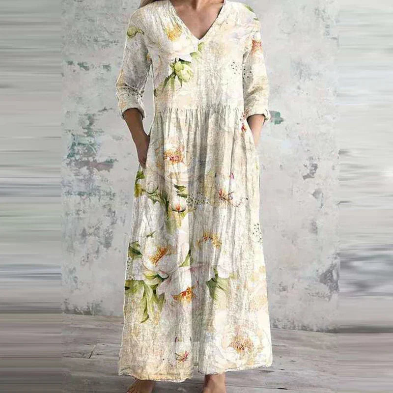 Maelis | Cream Floral Dress